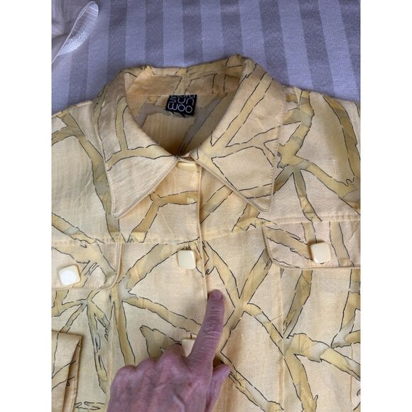 Clara Sun Woo Button Front Linen Blend Jacket Lightweight Sheer Sz XL - Picture 9 of 9